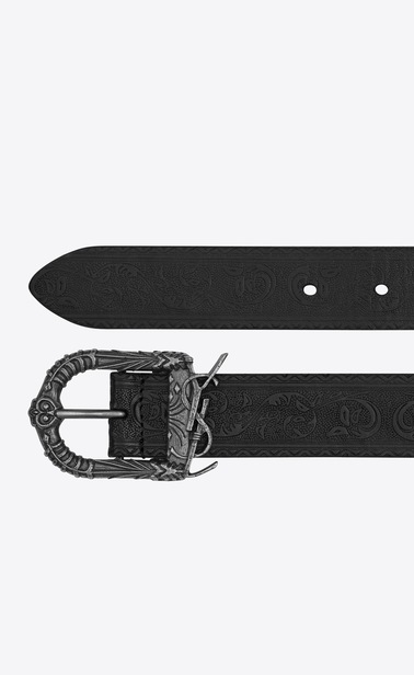 Monogram Celtic belt in embossed black leather